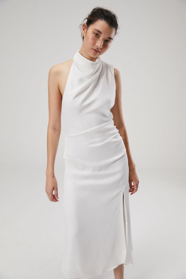 Wedding MISHA Robbia Satin Midi Dress Ivory